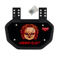 Wanna Play? - Glossy Backplate - Football Back Plate - Lower Back Protection for Shoulder Pads - Back Bone Protector Shield Backplate for Youth & Adult