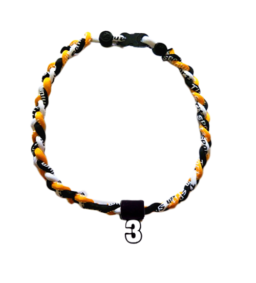 Collier Sport 3 Cordes En Titane Jaune Noir Violet - Modèle Tornade Baseball NEUF